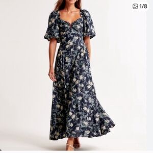 knee length dresses for ladies Deep V-Neck Balloon Sleeve Plain Maxi Dress  Charming Charlie